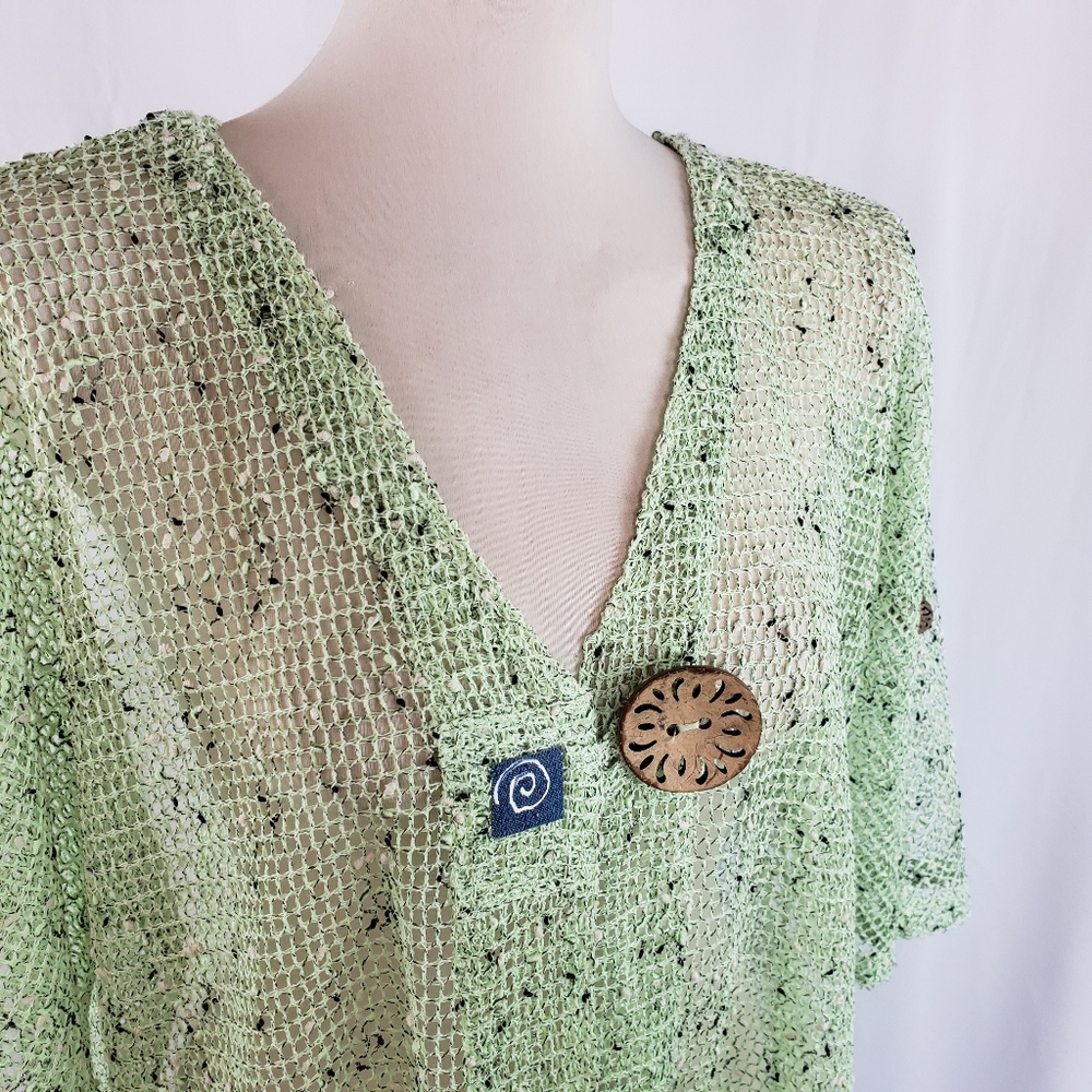 Phoenix Conexion Unique Front Button Soft Grn Top - image 7